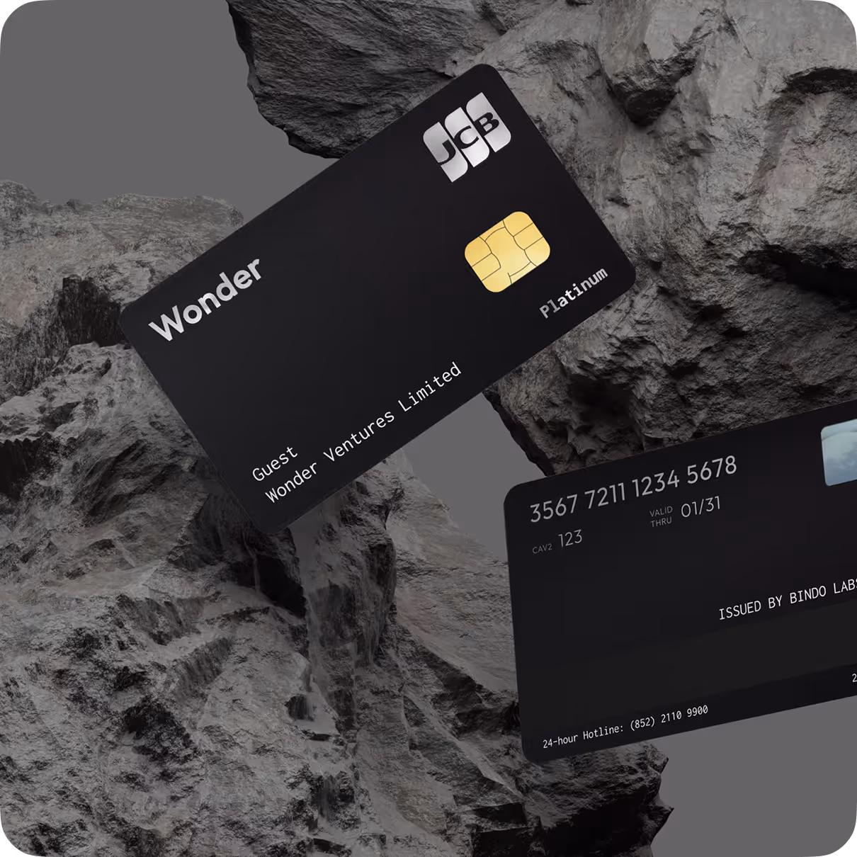 Macro detail of the Wonder JCB Metal Card showing the brushed metal edge